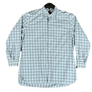 Ermenegildo Zegna Shirt Mens XL Blue Striped Long Sleeve Button Down 100% Cotton